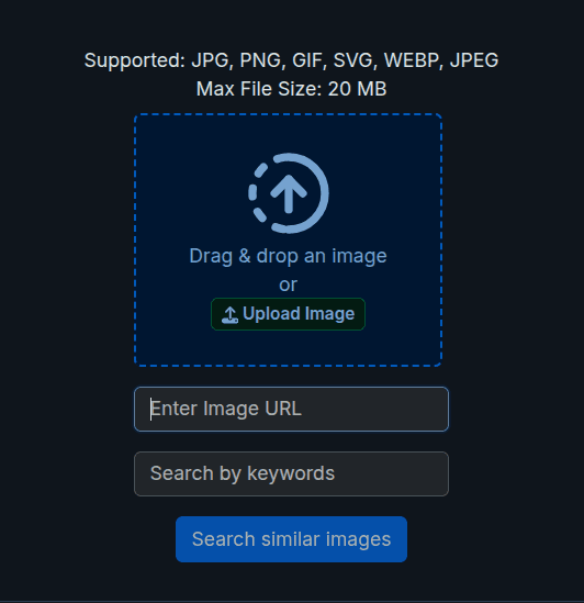 Reverse Image Search Upload Interface - Drag & Drop or Upload Image